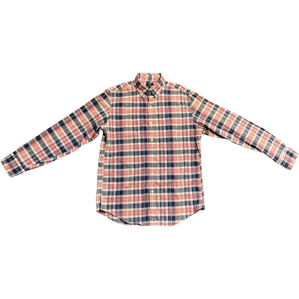 J. Crew Factory Long Sleeve Button Down Summer Plaid Cotton Shirt. Medium.